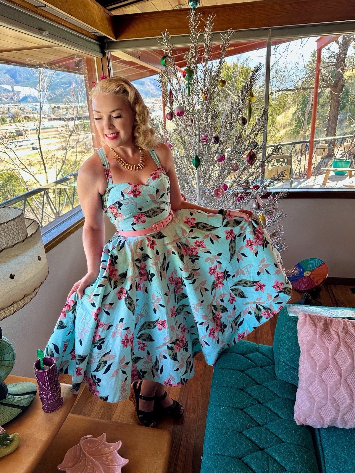 Lorelei’s Vintage 1950’s Style Inspired Bali Hai Dress in Bamboo Garden Sz 1