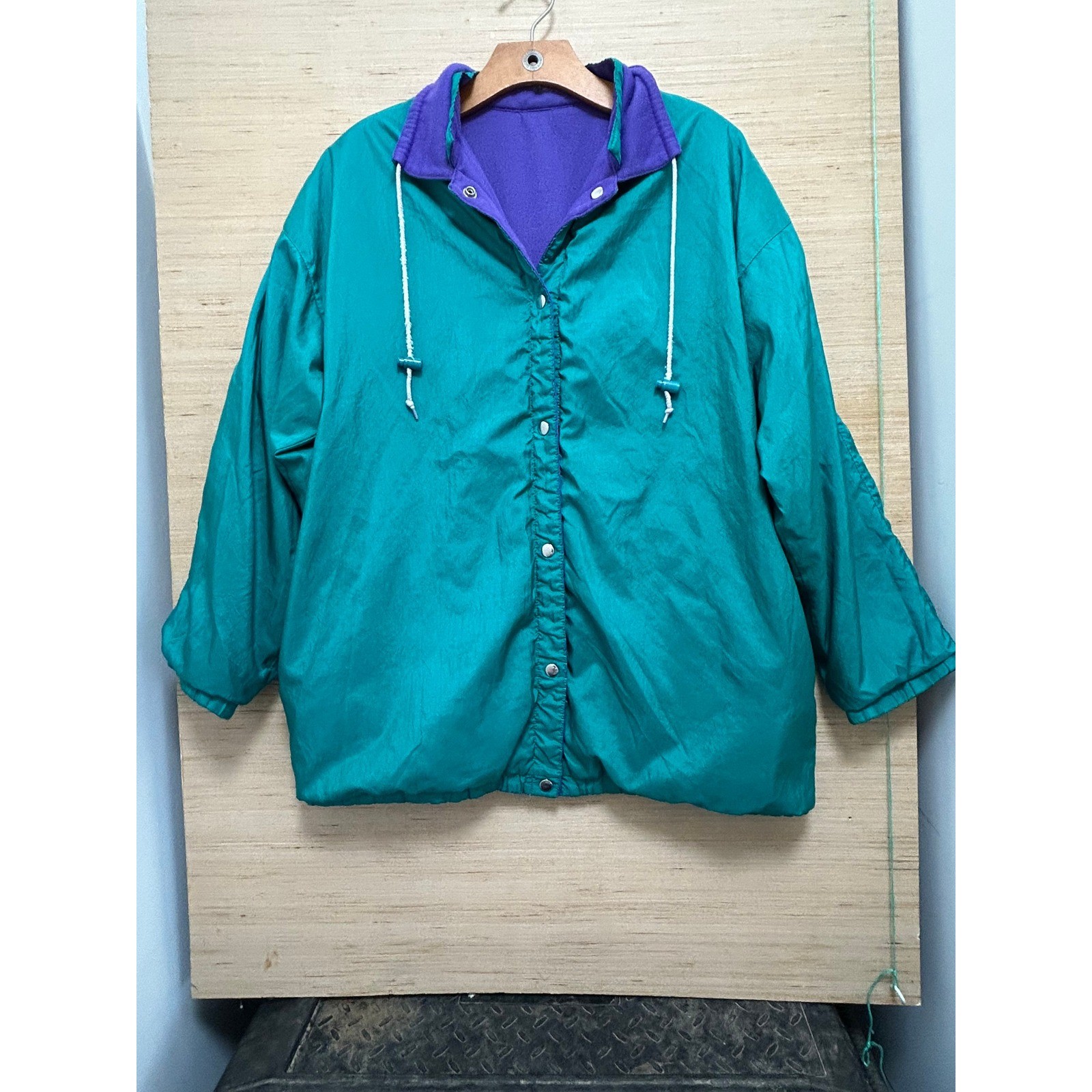 Vintage Teal Purple Reversible Windbreaker Jacket Size S
