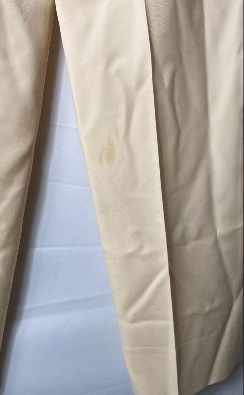 Vintage 90s Chanel Women&rsquo;s Cream Wool Silk Lined Tapered Trousers Pants Sz 38