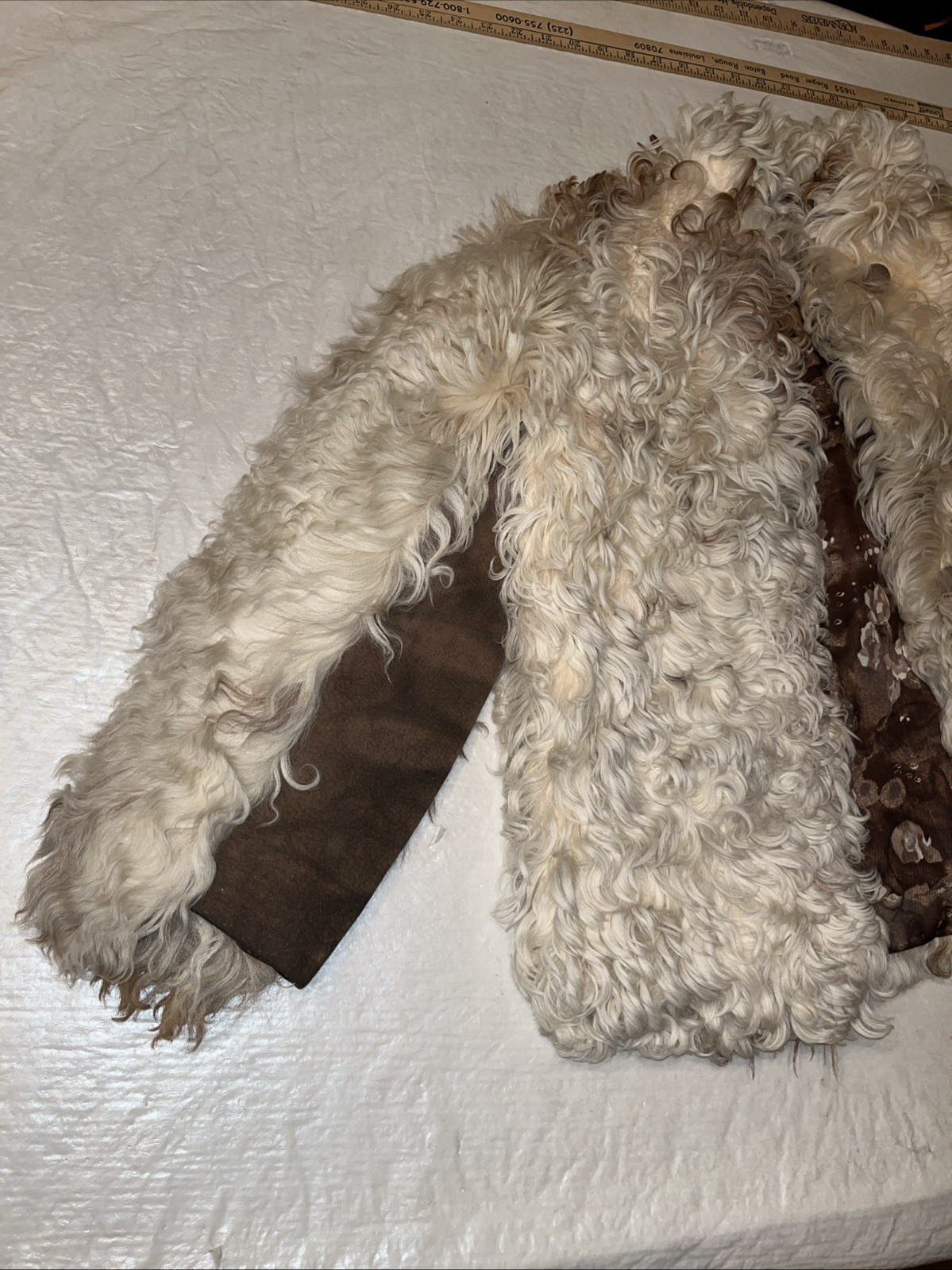 vtg MONGOLIAN SHEEPSKIN SHEARLING LAMBSKIN white fur coat SHEEP LAMB mob wife