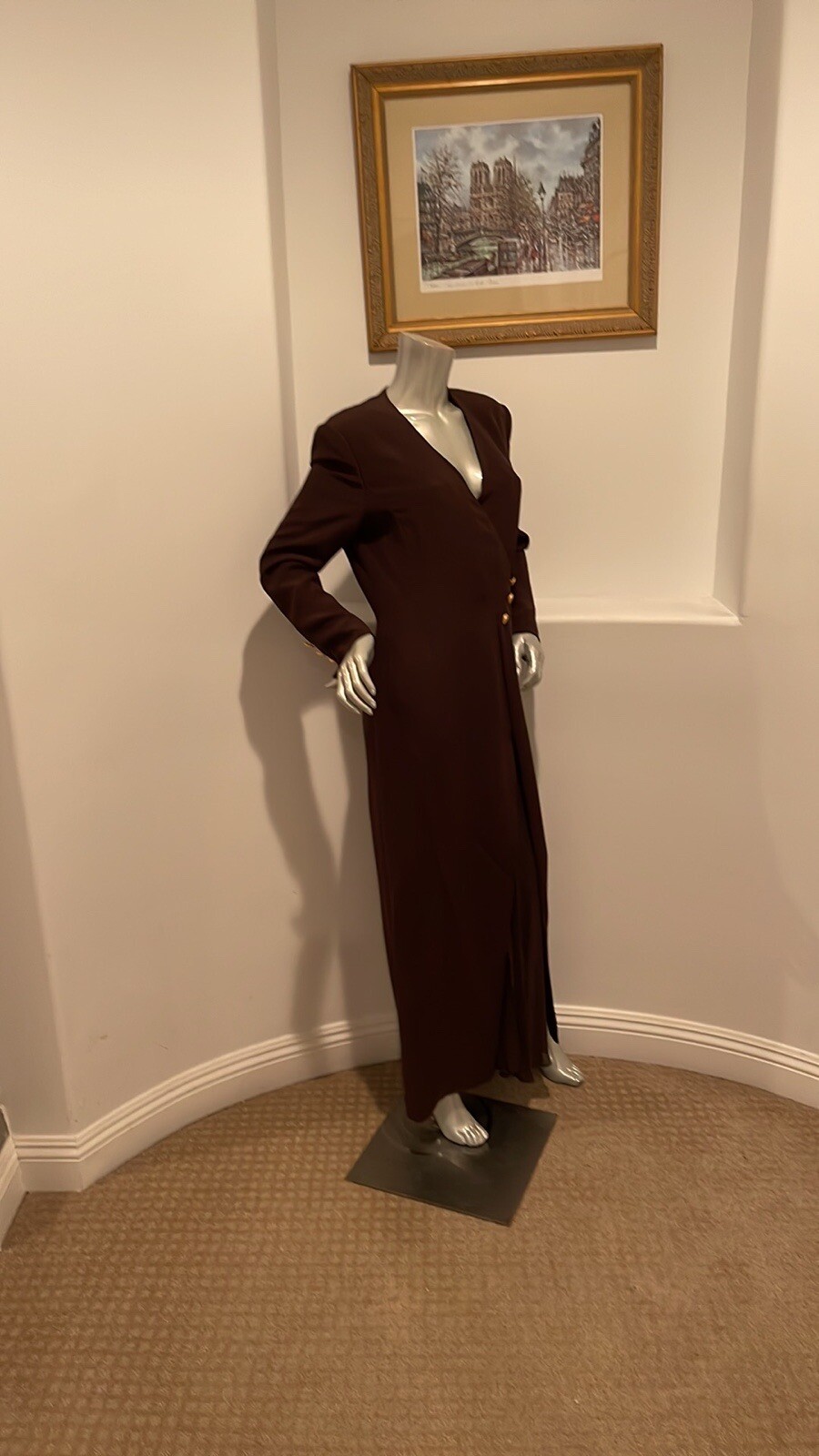 VINTAGE 1980&rsquo;S ESCADA COUTURE SILK BROWN DRESS SIZE IT 38