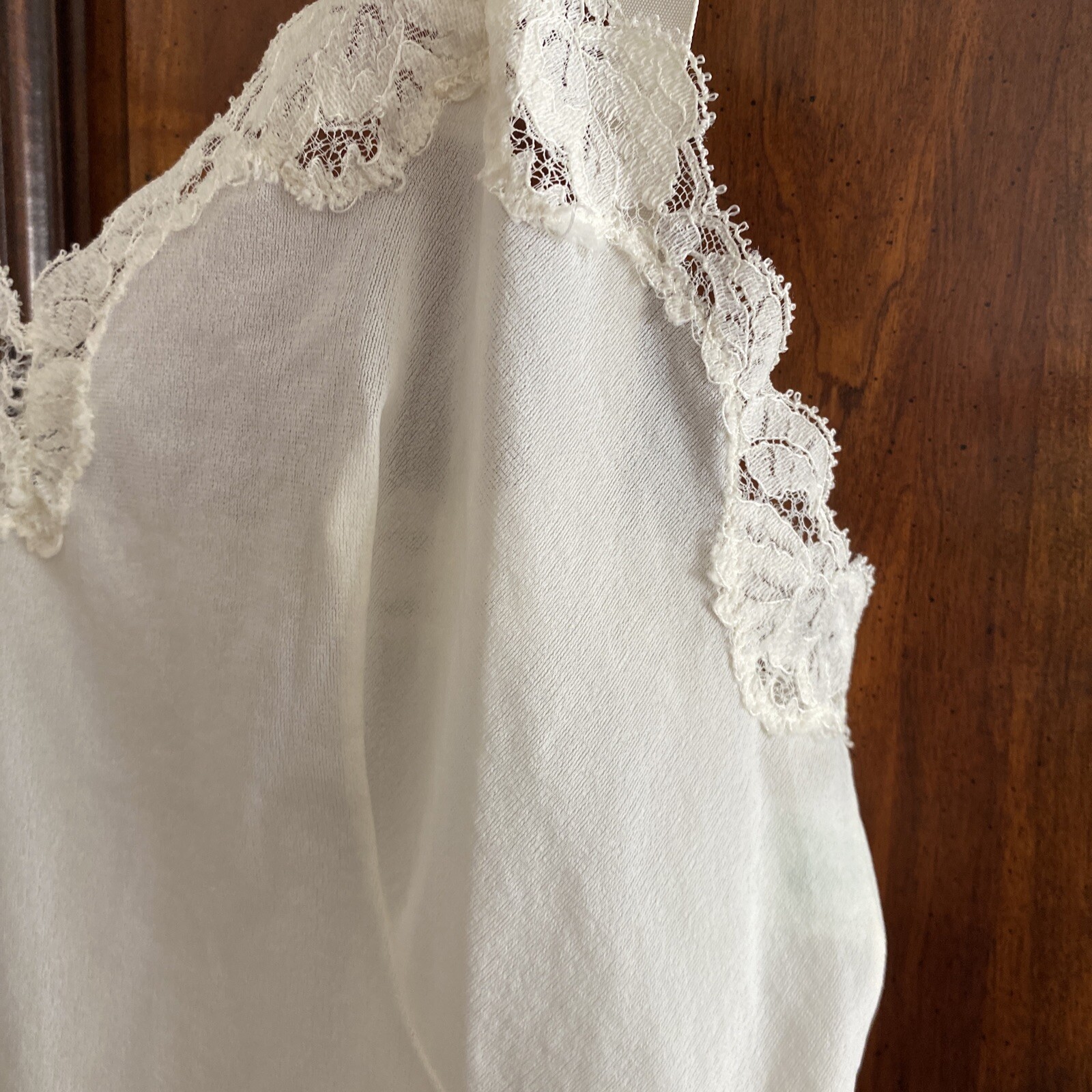 VTG SEARS Jr Bazaar Ivory Full Slip Polyester Crepe Size 5 Lace Trim
