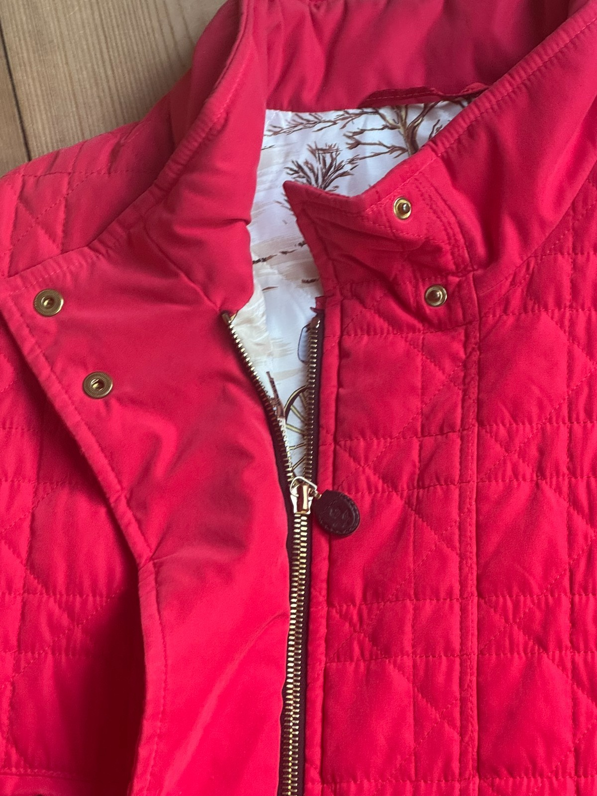 Vintage Antonette Haushofer Quilted Jacket Red Equestrian 44 46