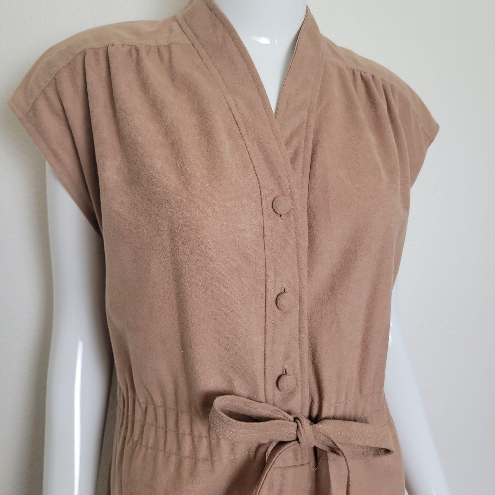 Vintage Dress Germaine Womens 8 Knee Length Brown 60s 70s Boho Chic Neutral