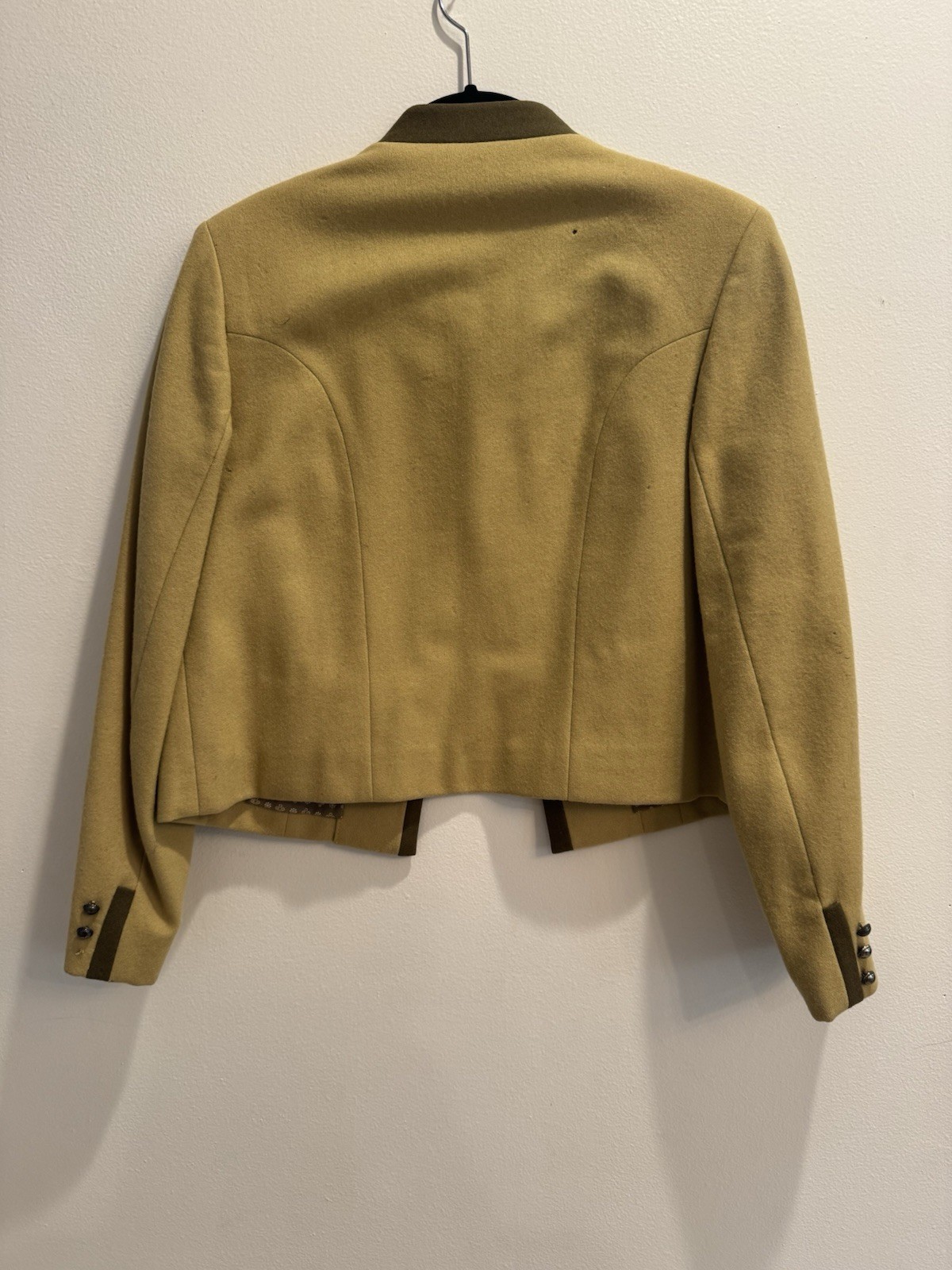 VTG 1960s German Cropped Jacket Greenish Khaki Silver Buttons Oktoberfest MCM