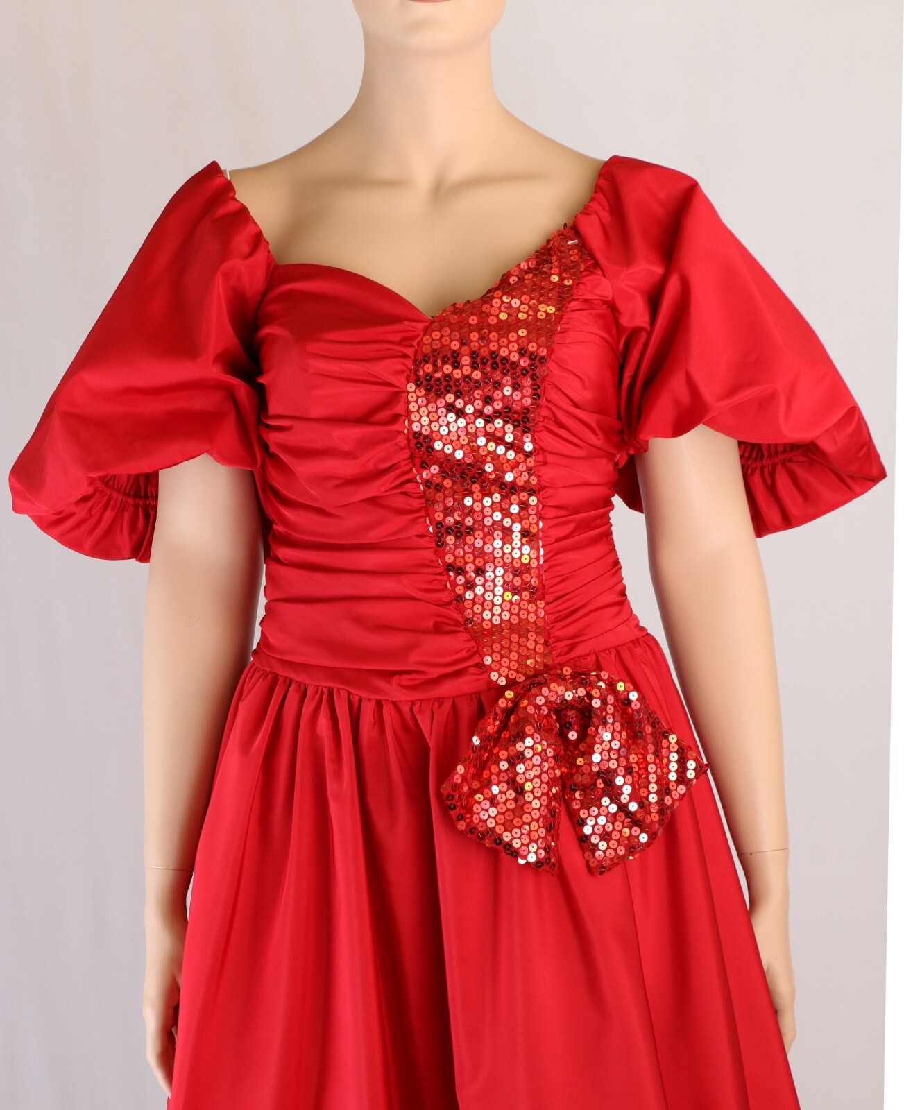 Nadine Formals Vintage 80s Red Sequin Taffeta Party Prom Dress sz 14