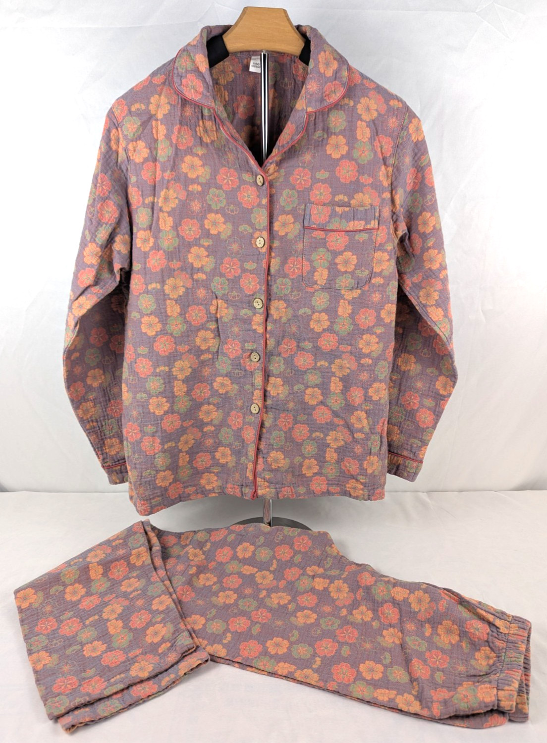 Vintage Asian Cotton Gauze Pajama Set marked Medium But More Like Sm Or X-Sm
