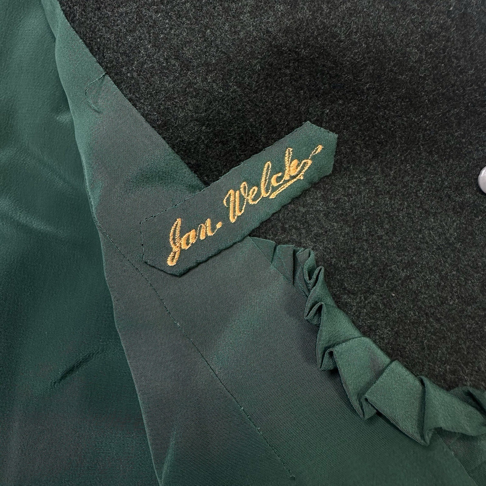 Vintage Wool Jacket Womens Small Hunter Green Handmade Japan 40s 50s Jan Welch