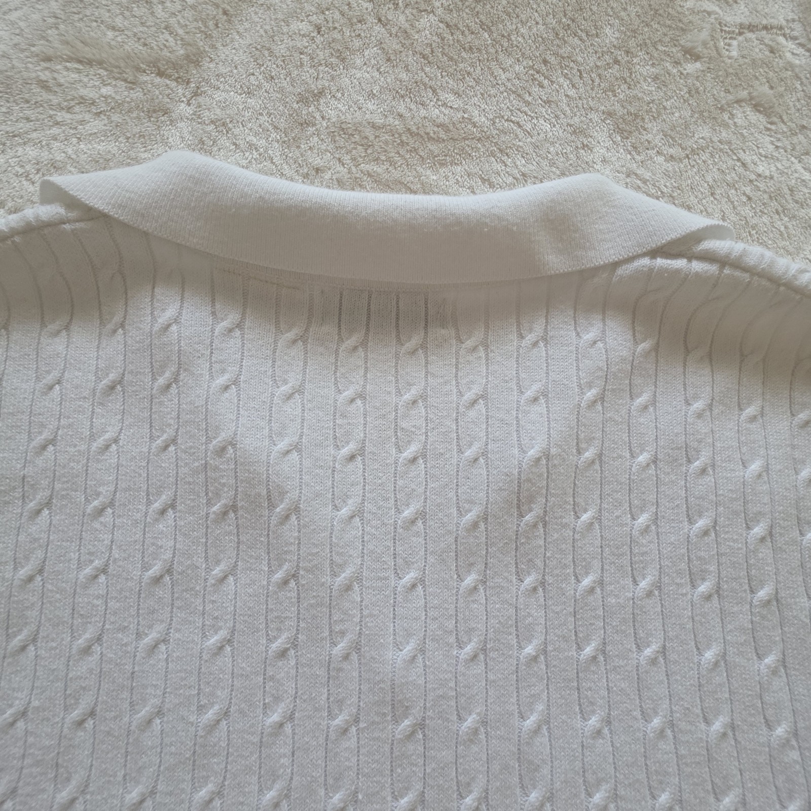 VTG White Stag Cable Knit Polo Sweater XL White 90s Streetwear Unisex Mens M L