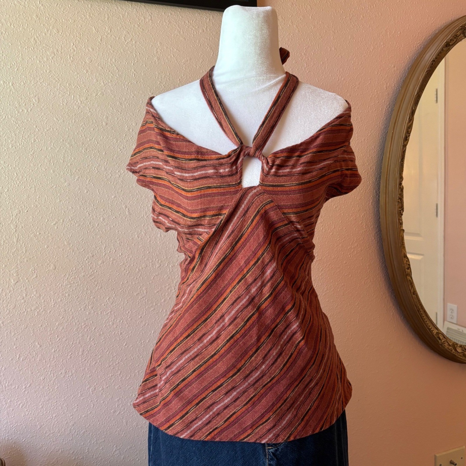Y2K 2000s Boho Halter Blouse
