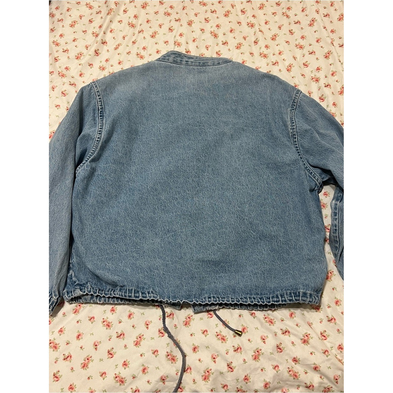 vintage light blue denim bomber jacket
