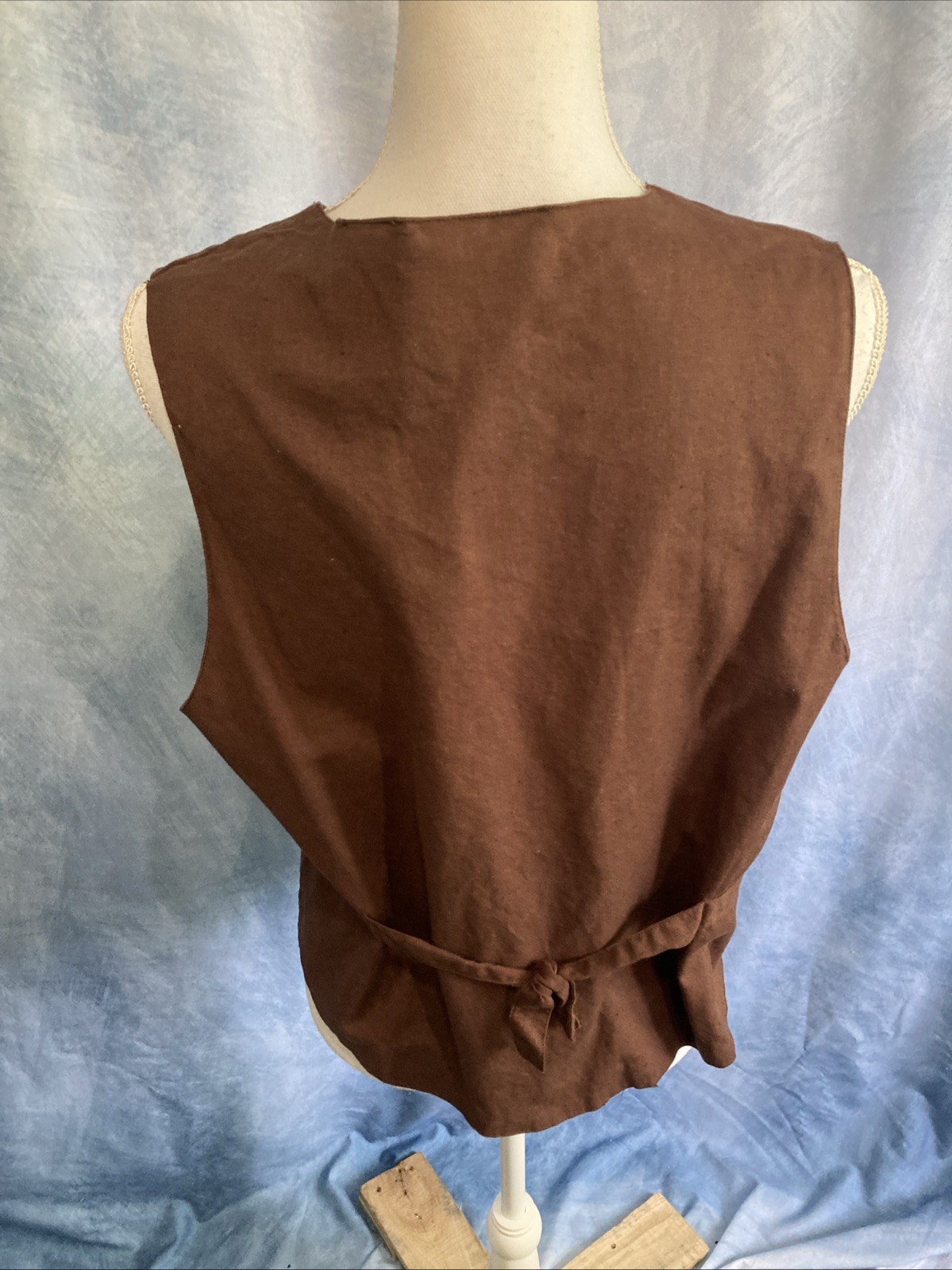 Vtg 90s Casey & Max Embroidered Vest Floral Brown Linen Cotton Cottagecore Fall