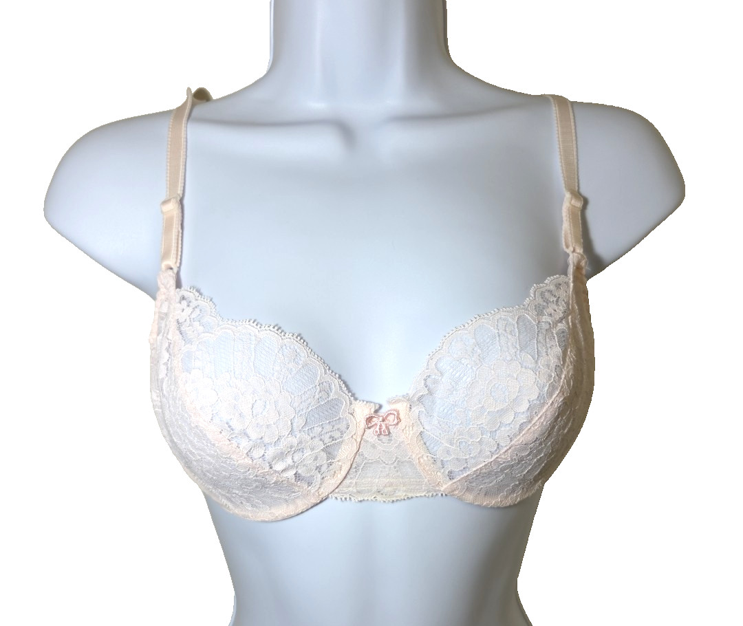 Vtg 1980s 90s OLGA Bra Pink Lace Underwire Bow 33442 SIZE 32C Made in USA NWOT