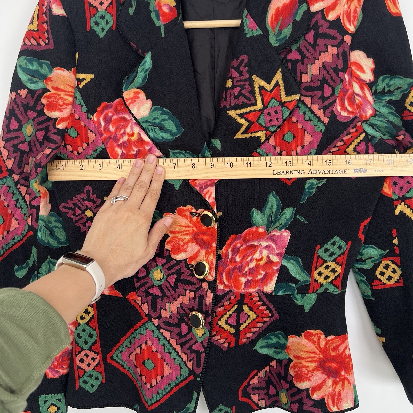 Vintage Emanuel Ungaro Solo Donna Paris Wool Floral Blazer Jacket Size 8 Italy