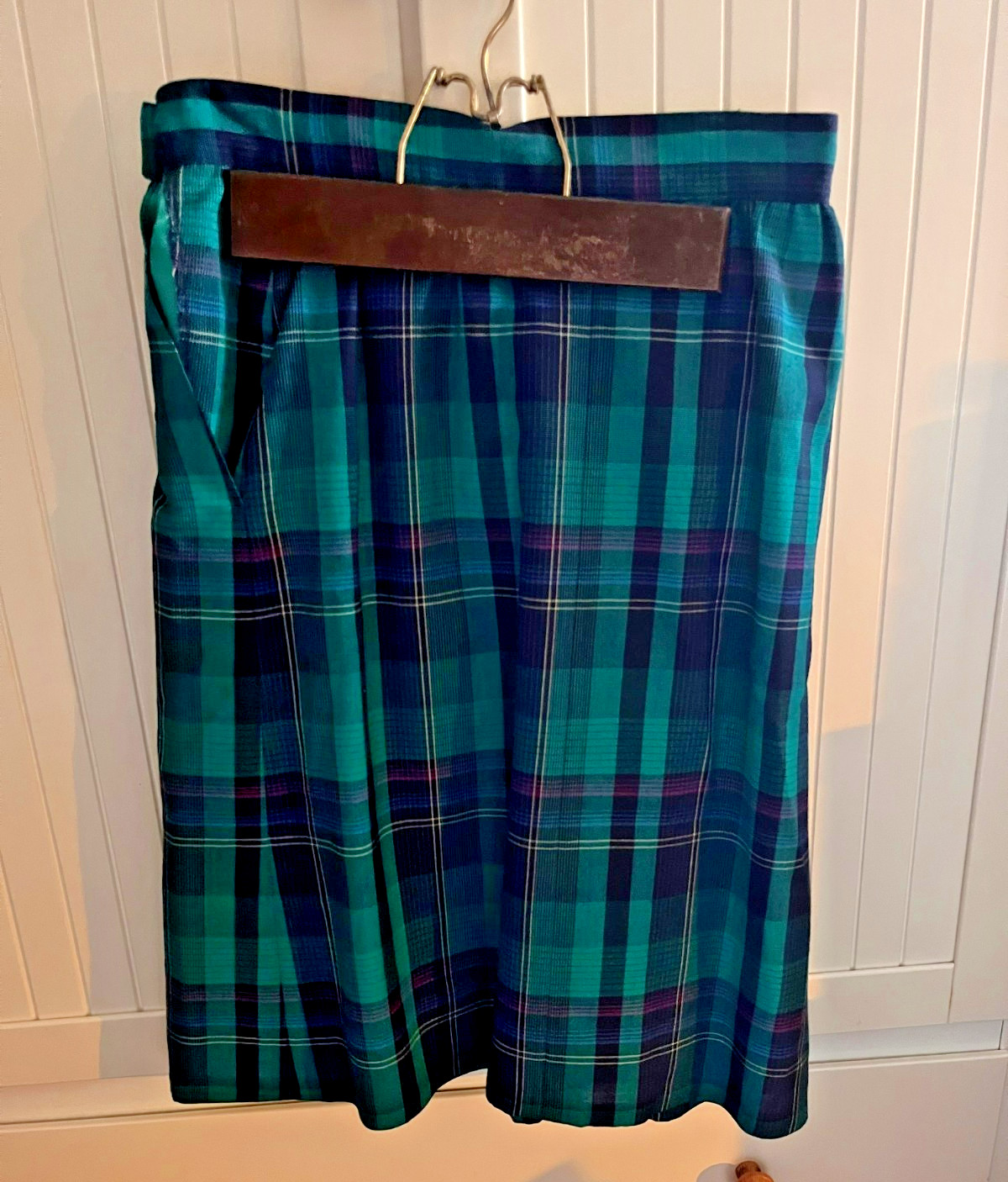 Vtg Miss Pendleton Virgin Wool Blazer Pleated Skirt Navy Turquoise Green Size 8