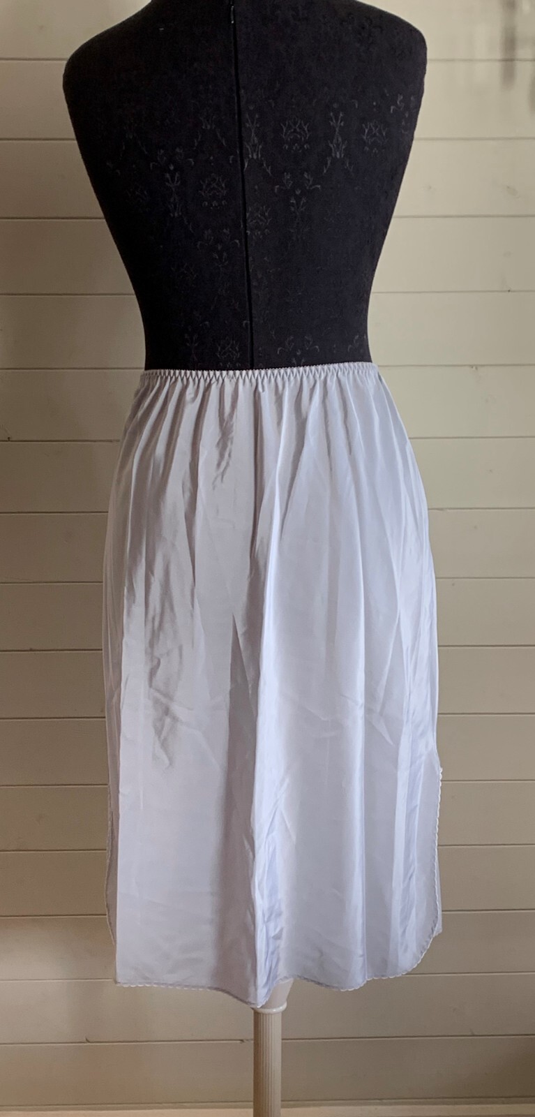 Vtg Silver Gray Applique Cut Out Half Slip Side Slits Union Lady Lynne- Large