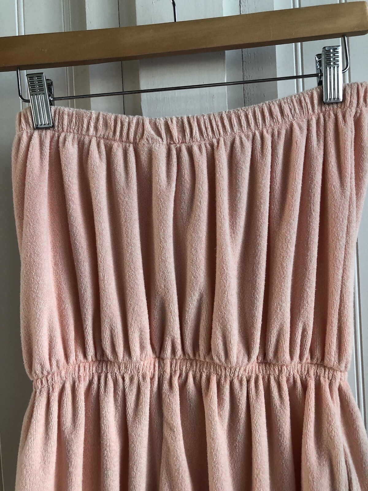 70’s Light Peach Terry Cloth Romper Strapless Jumper