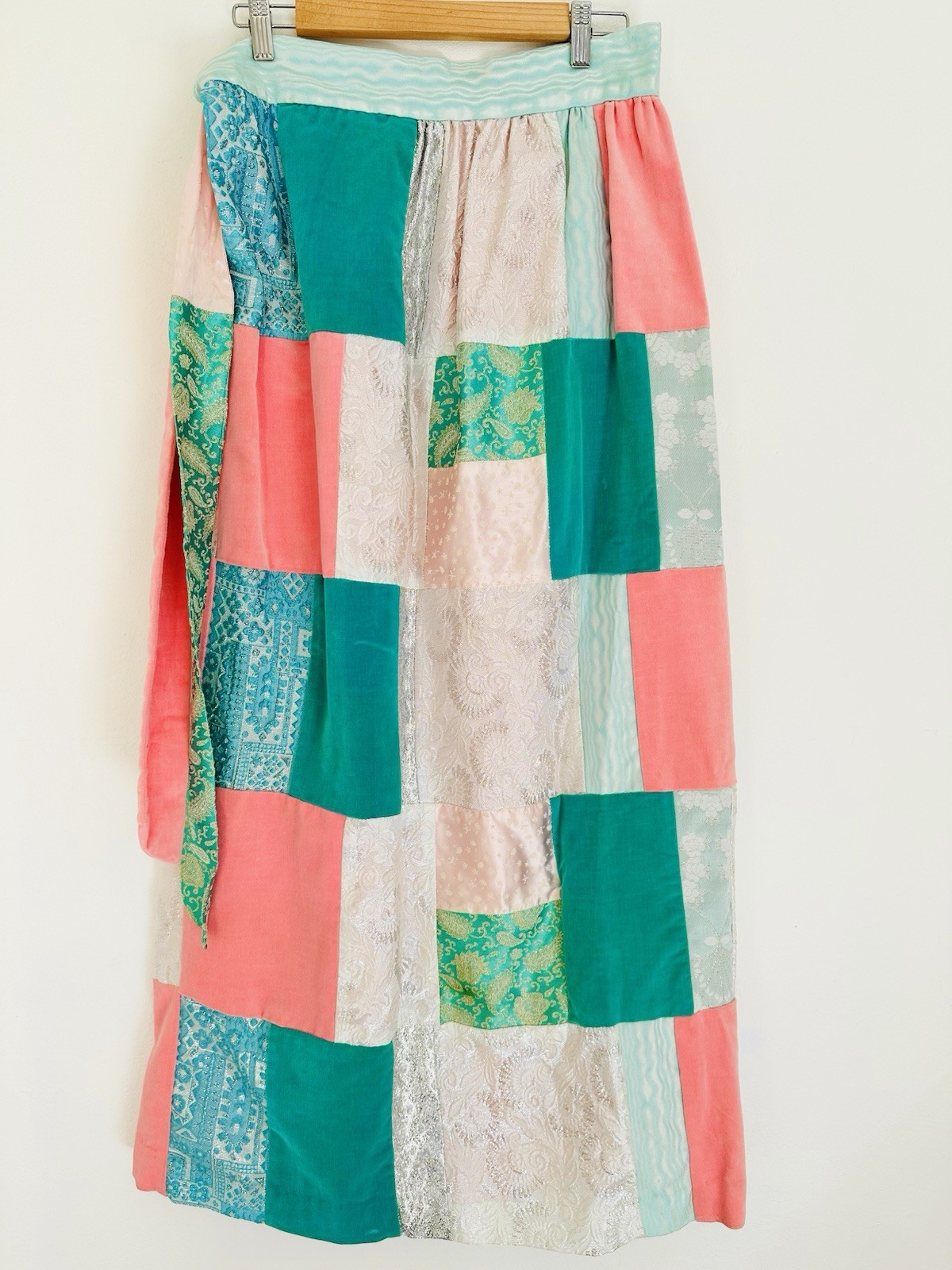 Vtg Patchwork Maxi Skirt Womens Medium Colorblock Boho Cottagecore 70&rsquo;s Retro