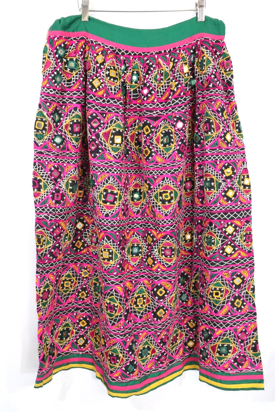 Vtg Hand Embroidered Mirror Gypsy Banjara Skirt Bombay India Ahmedabad Maxi Boho