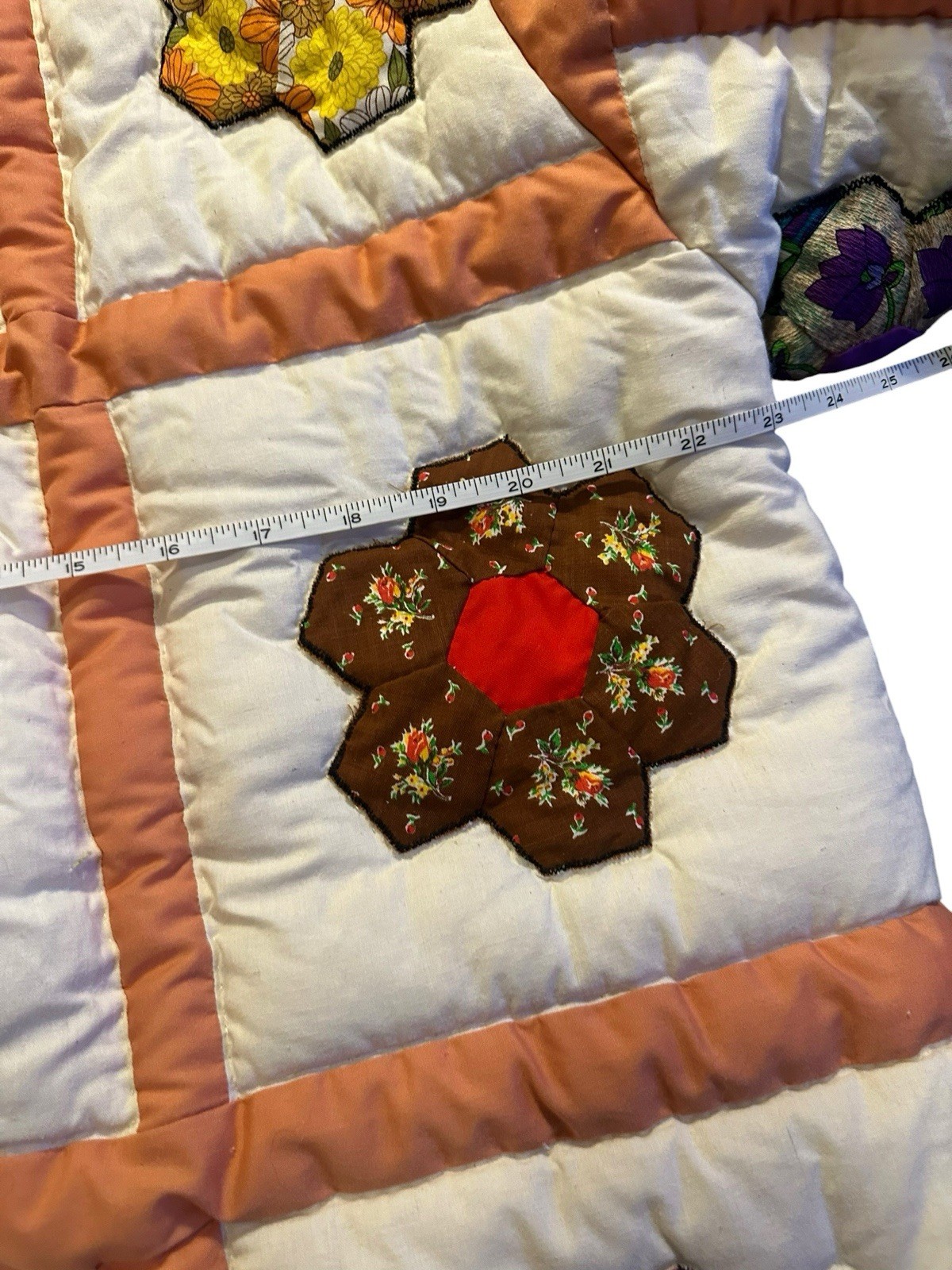 Vintage Flower Garden Handmade Quilt Jacket Coat 1970s Groovy Flower Power