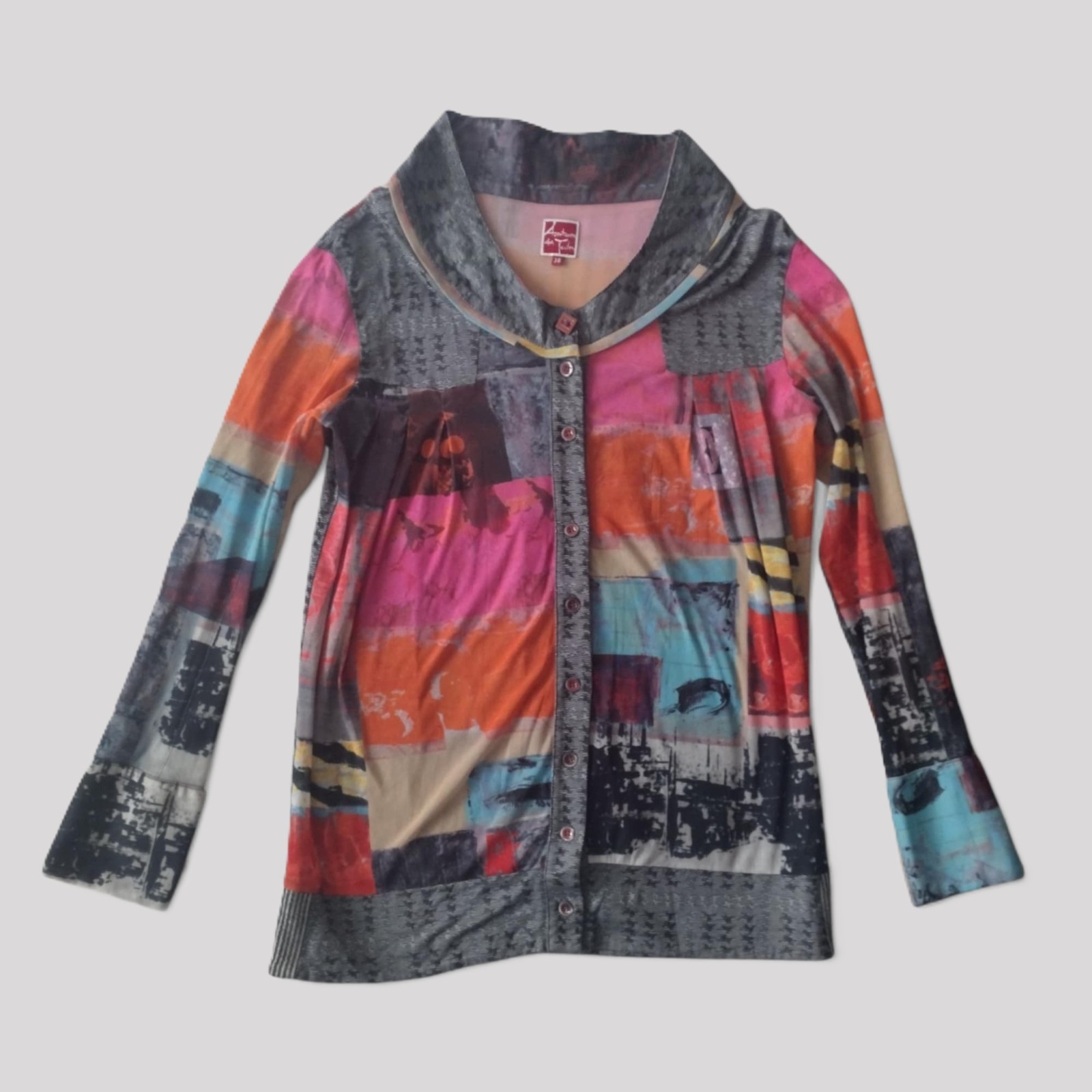 Vintage Adventures des Toiles Artwear Blouse Jacket Abstract Print Painted 38 M