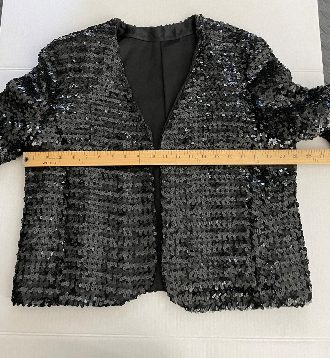 Vintage Black Sequin Open Jacket M/L Party Formal Cocktail