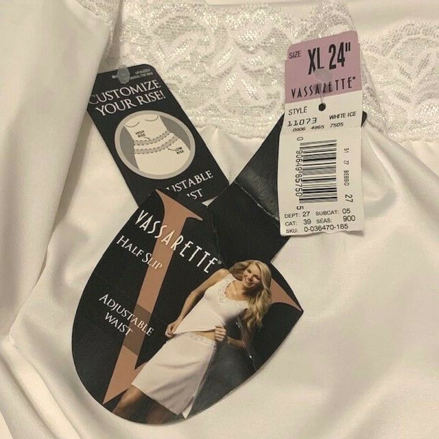 New With Tags Vassarette Pretty White 1/2 Slip Size XL/44 24&Prime;