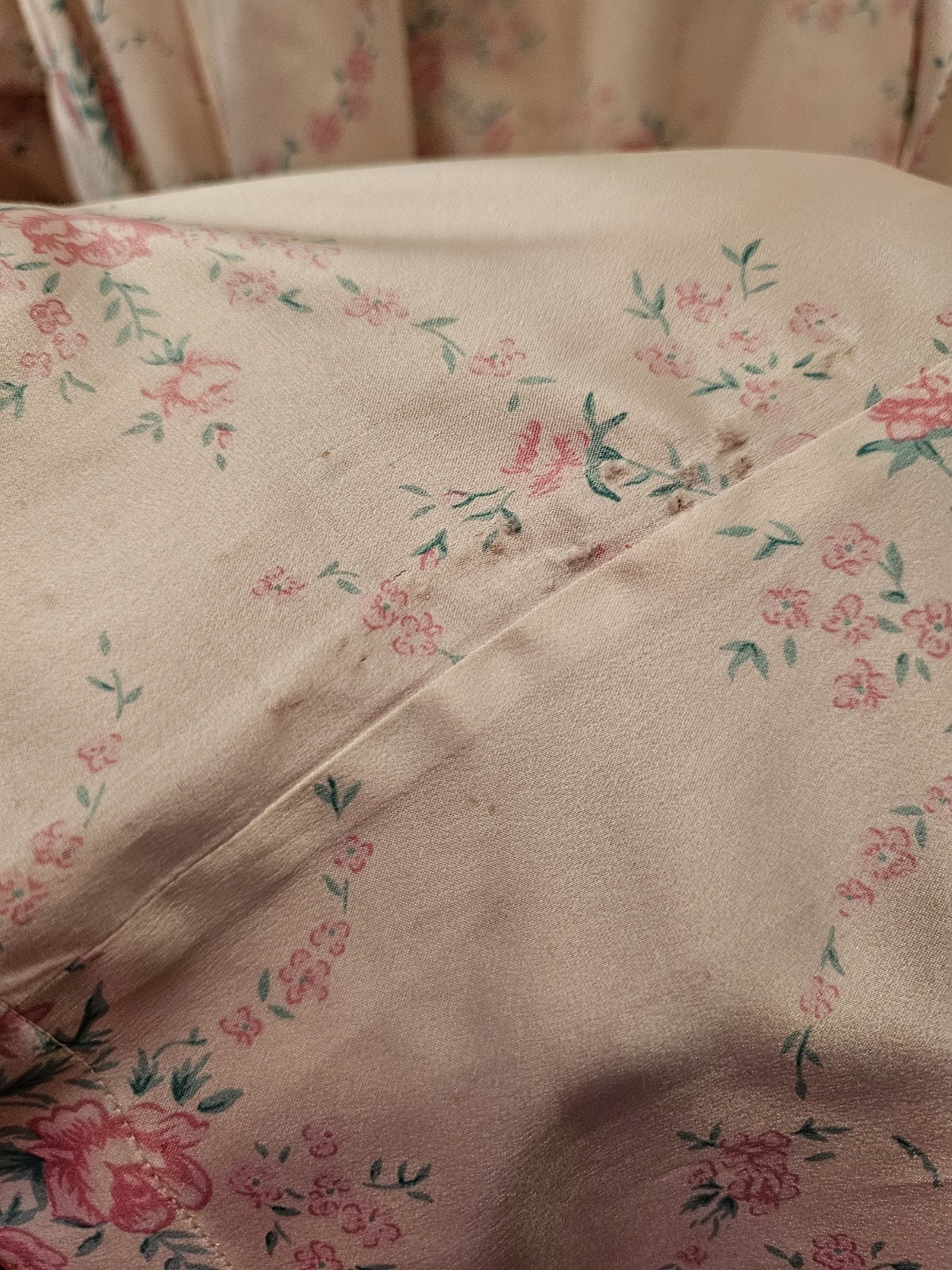 VTG Nordstrom Lingerie 100% Silk Wrap Robe Floral Cream Pink Romantic Luxury L