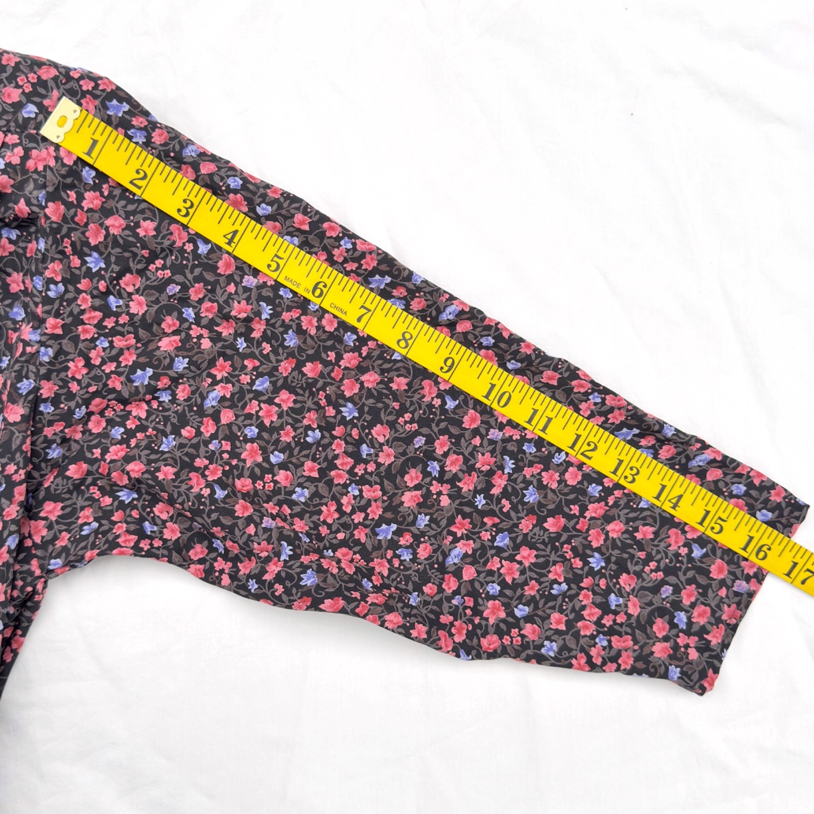 Vintage 80s Stuart Alan Petites Multicolor Floral Vines Retro Prairie Dress 10P