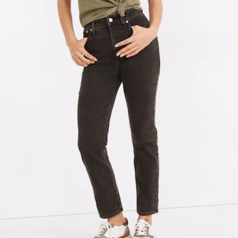 Madewell Curvy Perfect Vintage Jeans Black High Rise Straight Leg Size 27