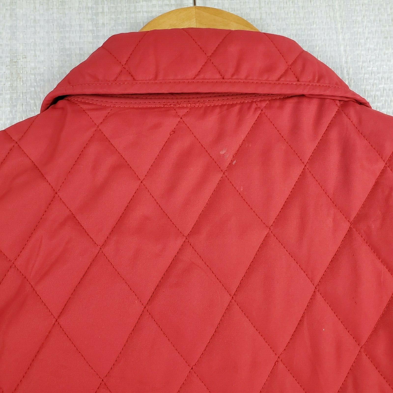 BARBOUR Size 10US Daphne Womens Red Diamond Quilted Snap Front Field Jacket Coat