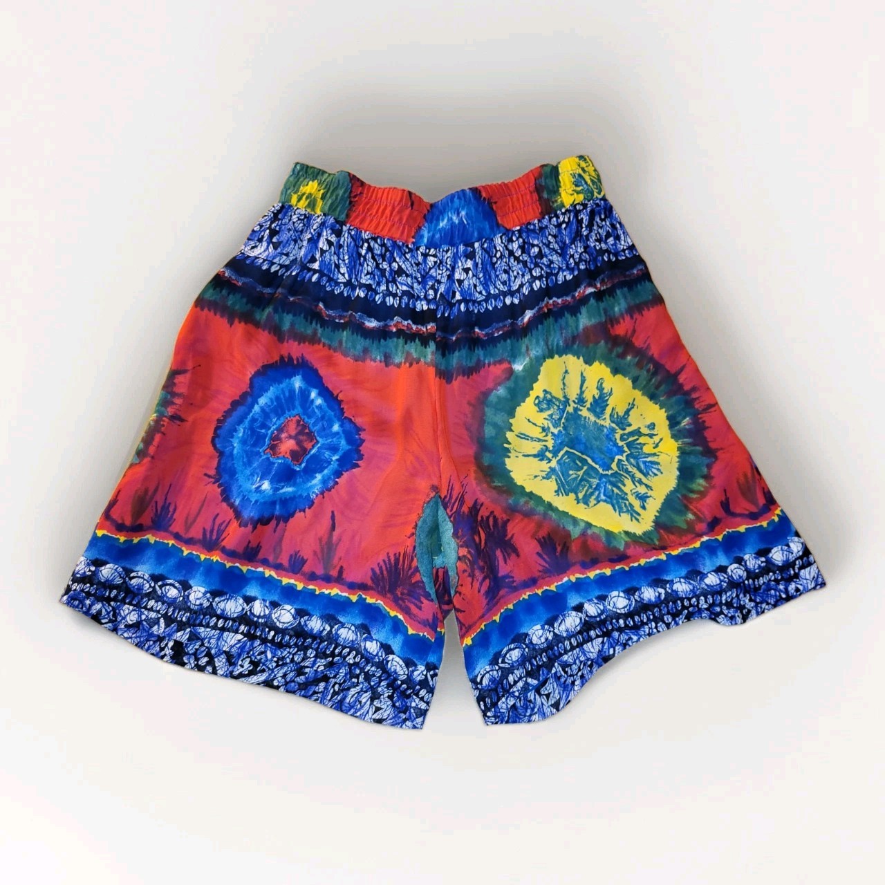 Vintage 90s Platinum Dorothy Schoelen Tie Dye Chiffon Shorts L Artwear Boho