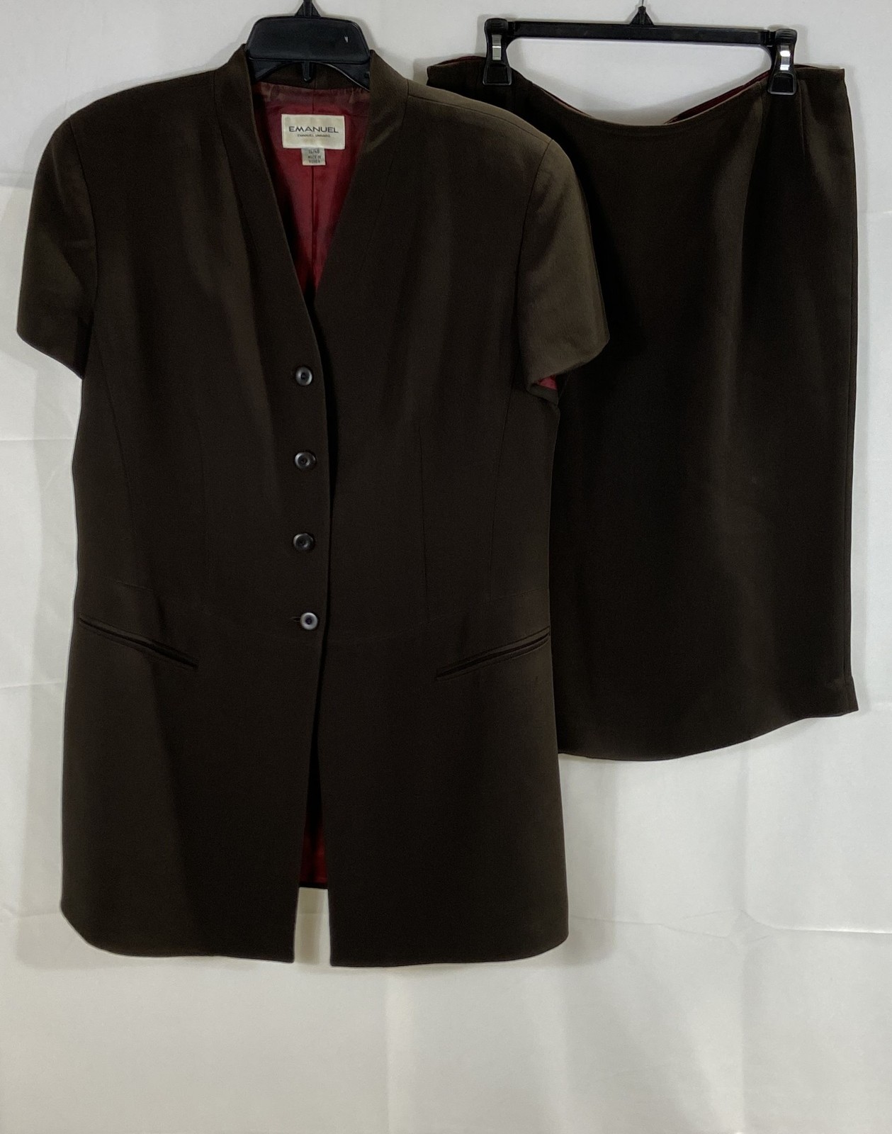 Vintage 90s Emanuel Emanuel Ungaro Women&rsquo;s Brown Skirt Suit Blazer Skirt Sz 14