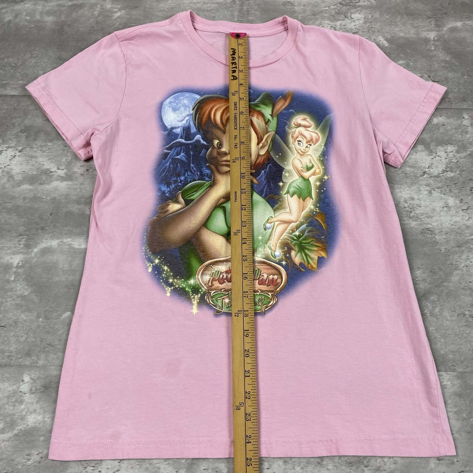 vintage DISNEY STORE Studio Collection Peter Pan & Tinker Bell t shirt y2k 2010s