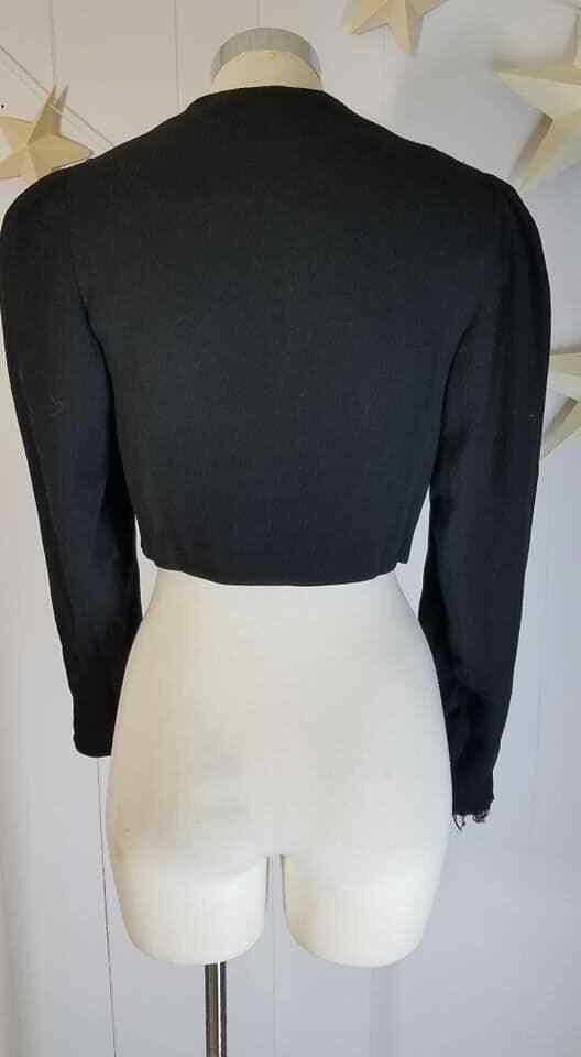 Vtg 40s 50s Cropped Black Faille Jacket Lapels to Shoulder! Unfinished