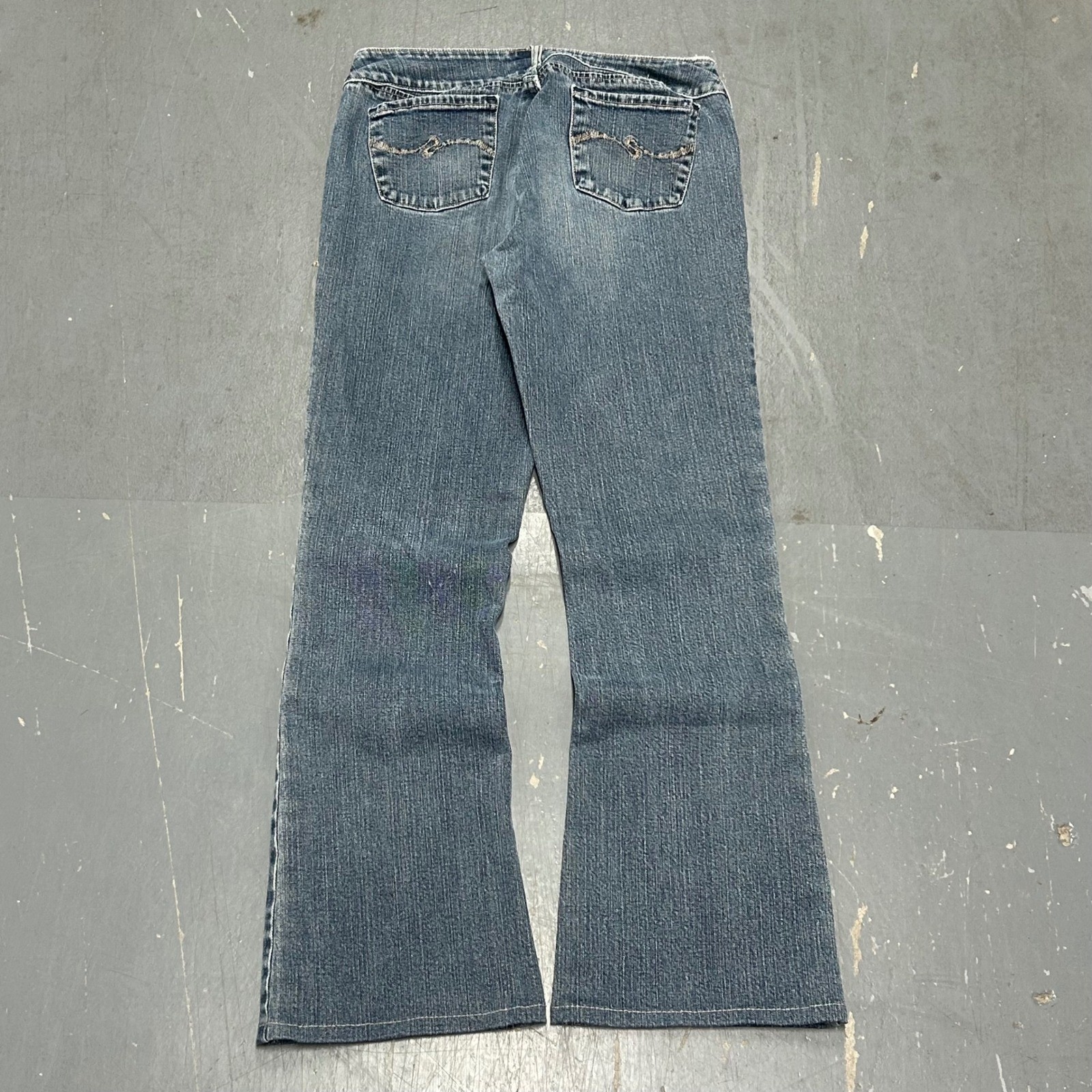 Vintage Y2K baggy wide-leg bootcut silver jeans