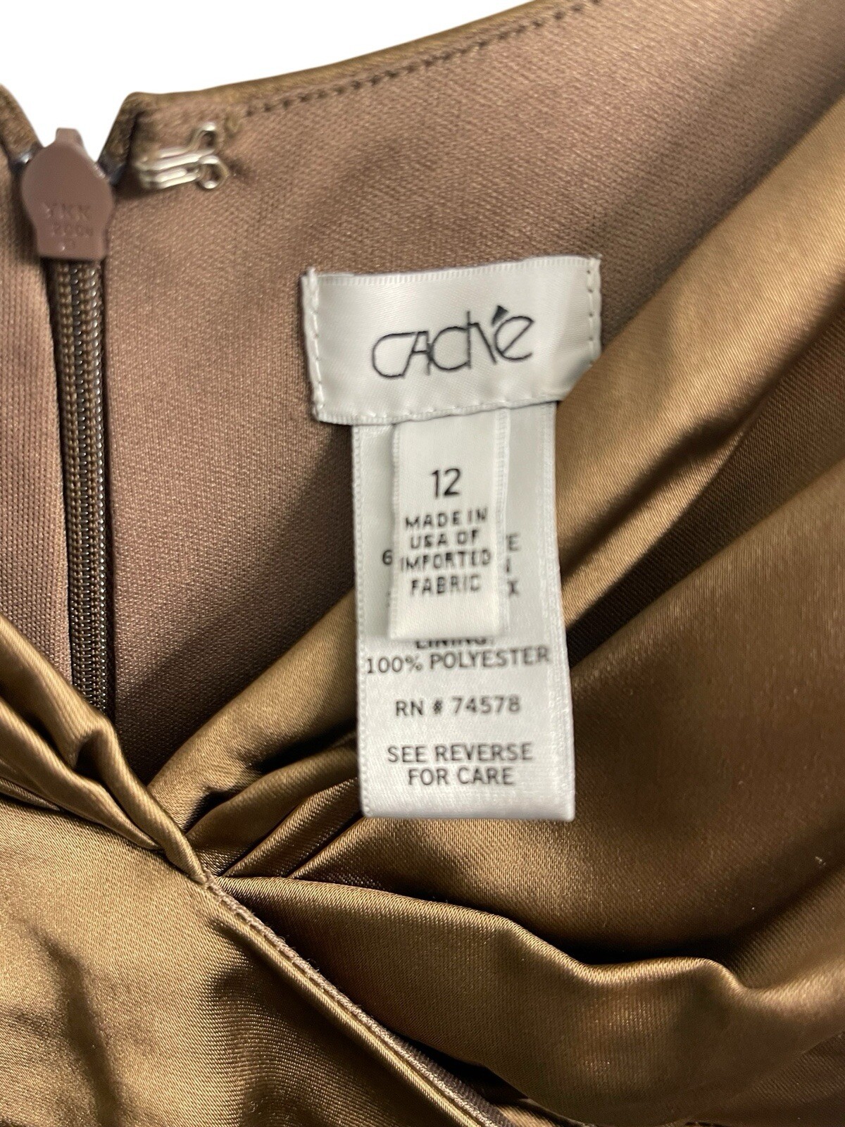 Vintage Cache Made in USA marked size 12 fits like 4/6 shimmery brown