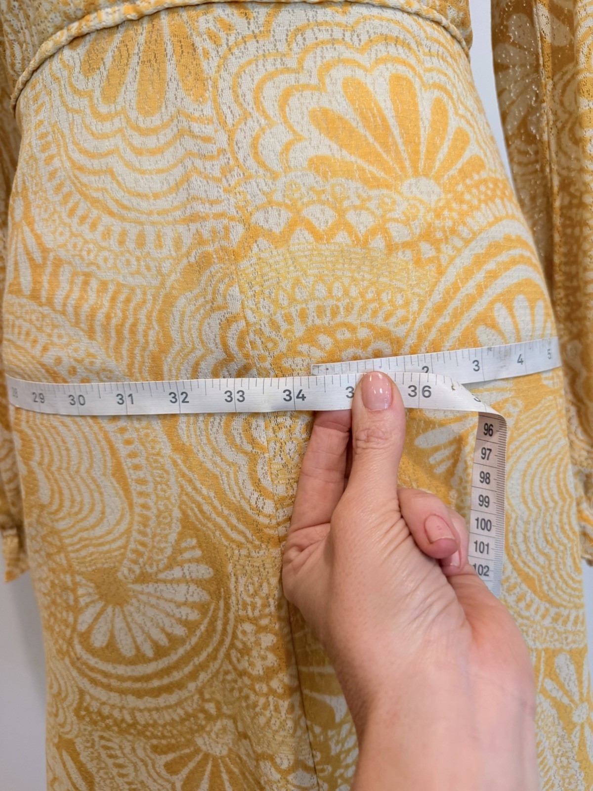 Vintage 60s/70s Mod Mini Dress Yellow Bold Floral Boho Prairie