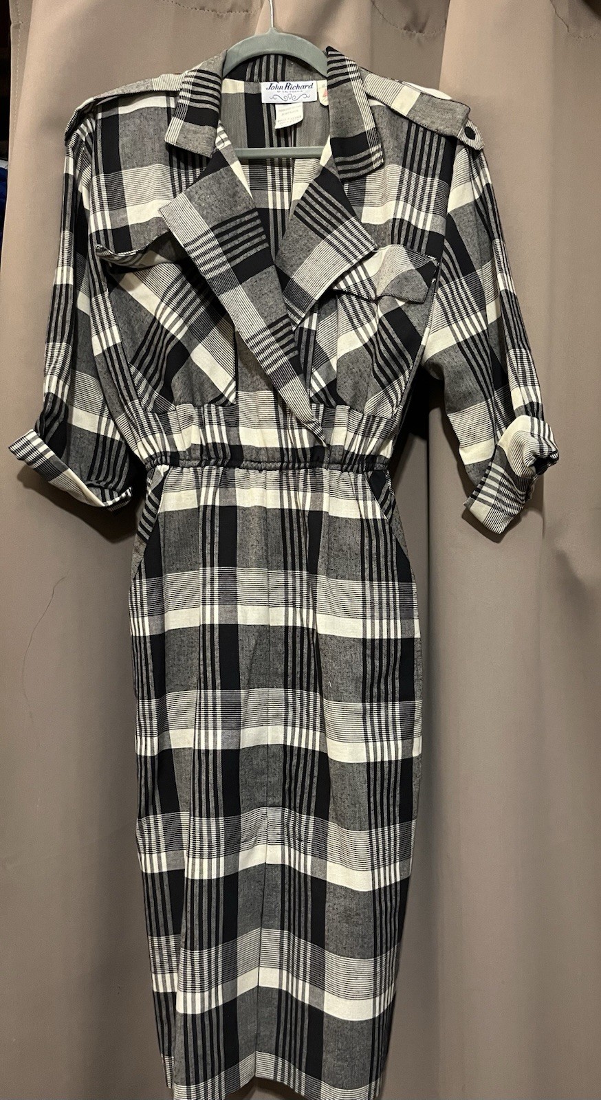 Vtg 60s JOHN RICHARD Plaid Fit Flare Dress 15” Chest 11” Waist