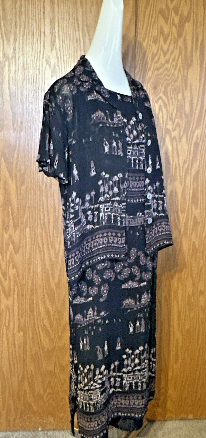Vintage MELROSE STUDIO Long Jacket Dress Petite Size XL Made in USA
