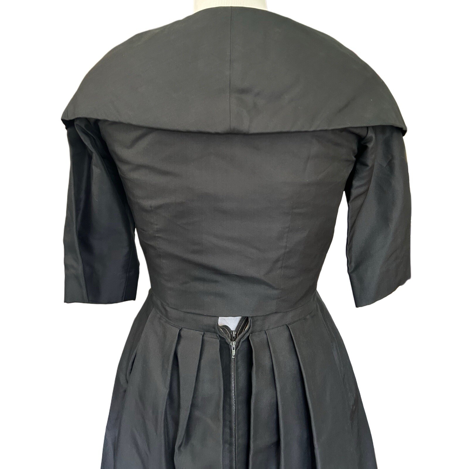 1950s Christian Dior New York black silk faille New Look dress set with jacket