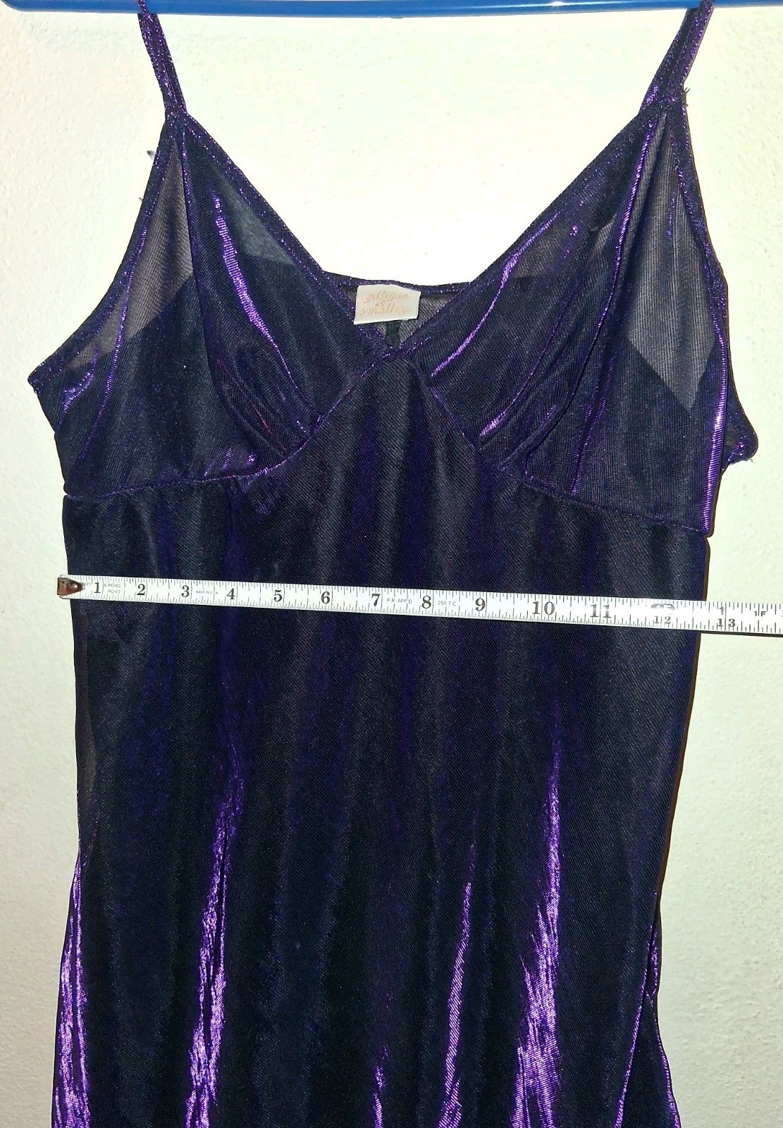 Vintage Gilligan O&rsquo;Malley Purple Sheer Metallic Babydoll Lingerie Size XL