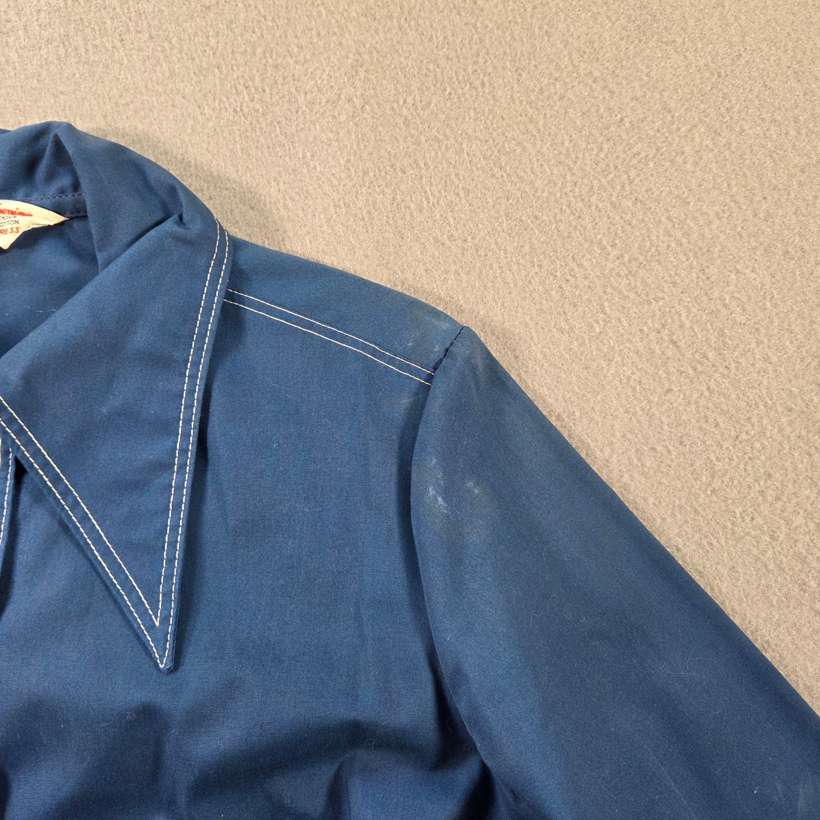 Vintage Trench Coat Womens Small Blue Mid Length Belted 70s Mod Press Daggar