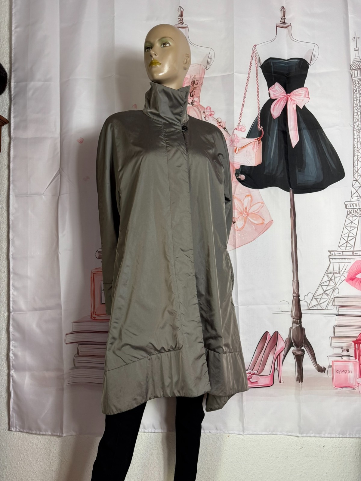 Marc Cain Collection Metallic Nylon Coat 42 44 46 Avant Garde Cocoon Tech Luxury