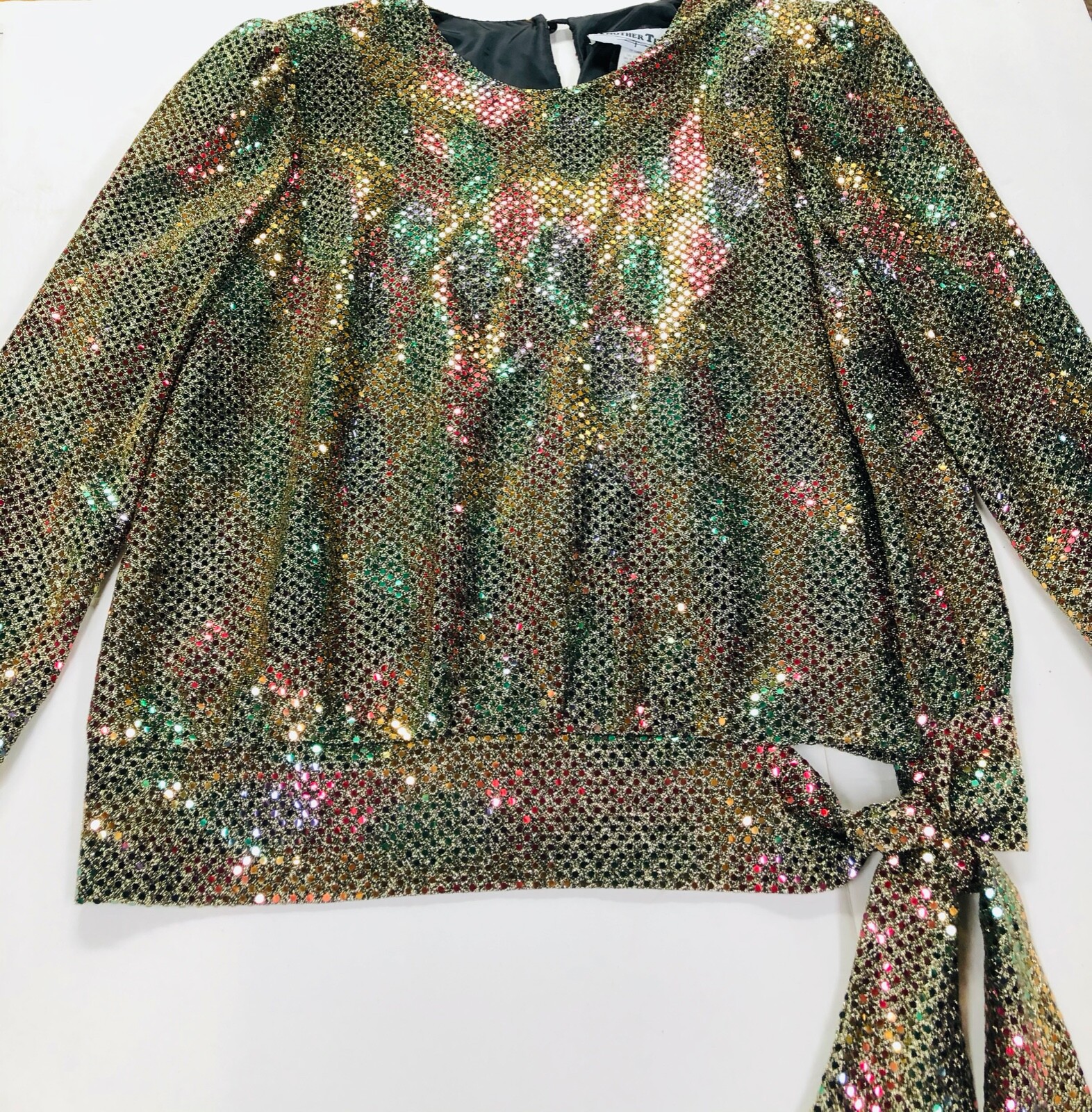 ANOTHER THYME NEW Gold RED Green Sequin Vintage HOLIDAY Size 18 Blouse 978130