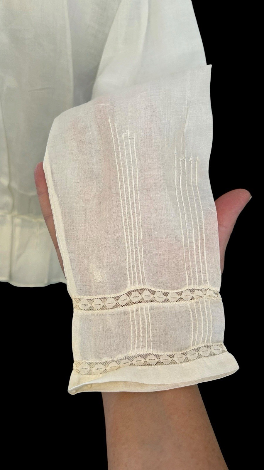 1890s Antique Edwardian White Shirt Waist Blouse Embroidered