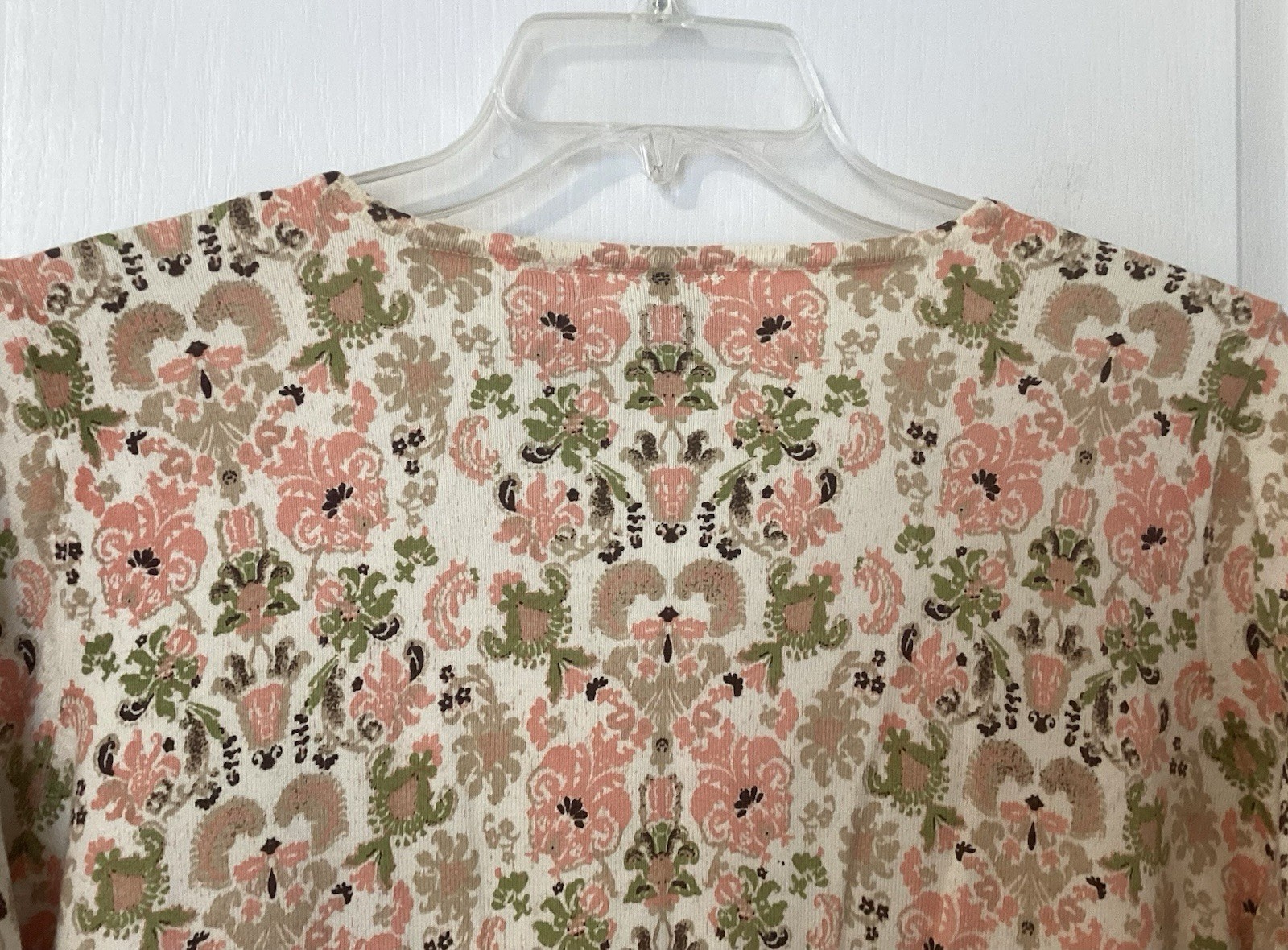 VTG Y2K Belongings Top XL Muted Floral Damask Knit 90’s Made In Hong Kong NWOT