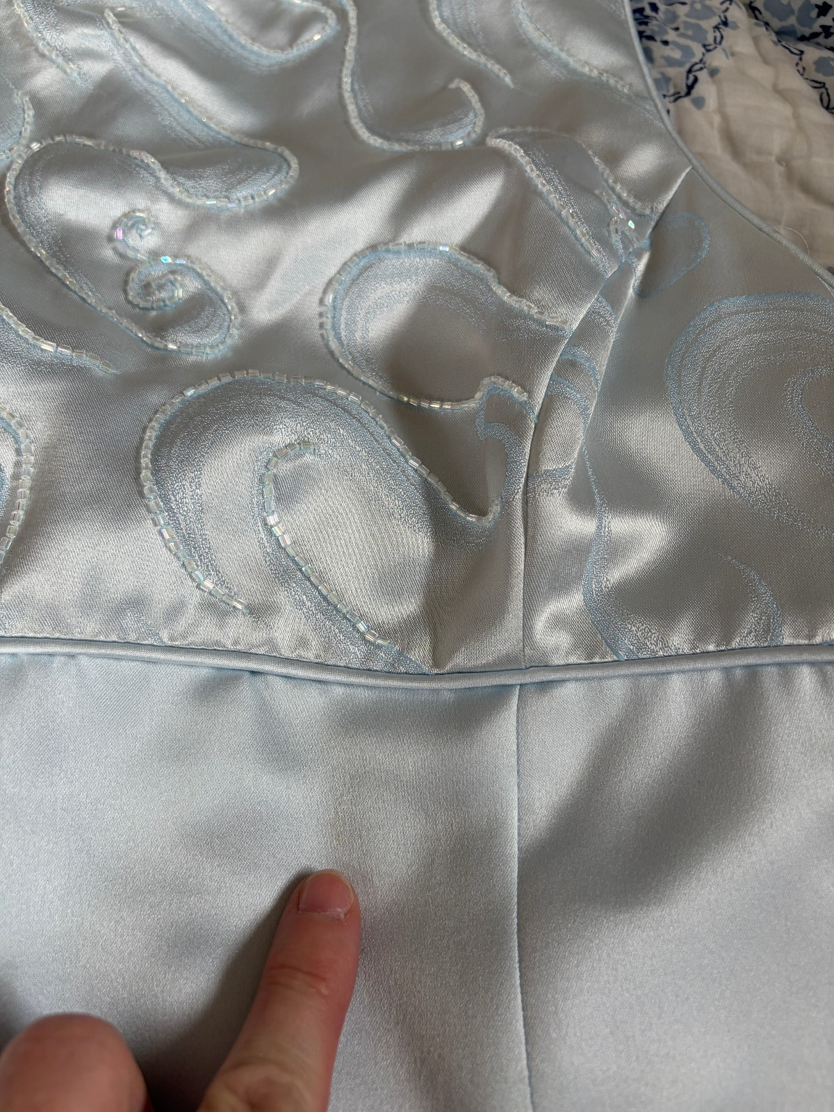 Jessica McClintock Gunne Sax Baby Blue Cheongsam Style Gown Sz 13/14 Y2K USA