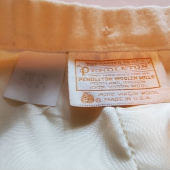 Vintage 90s Pendleton Cream Virgin Wool Skirt Suit Set Blazer Pencil Skirt Sz 12