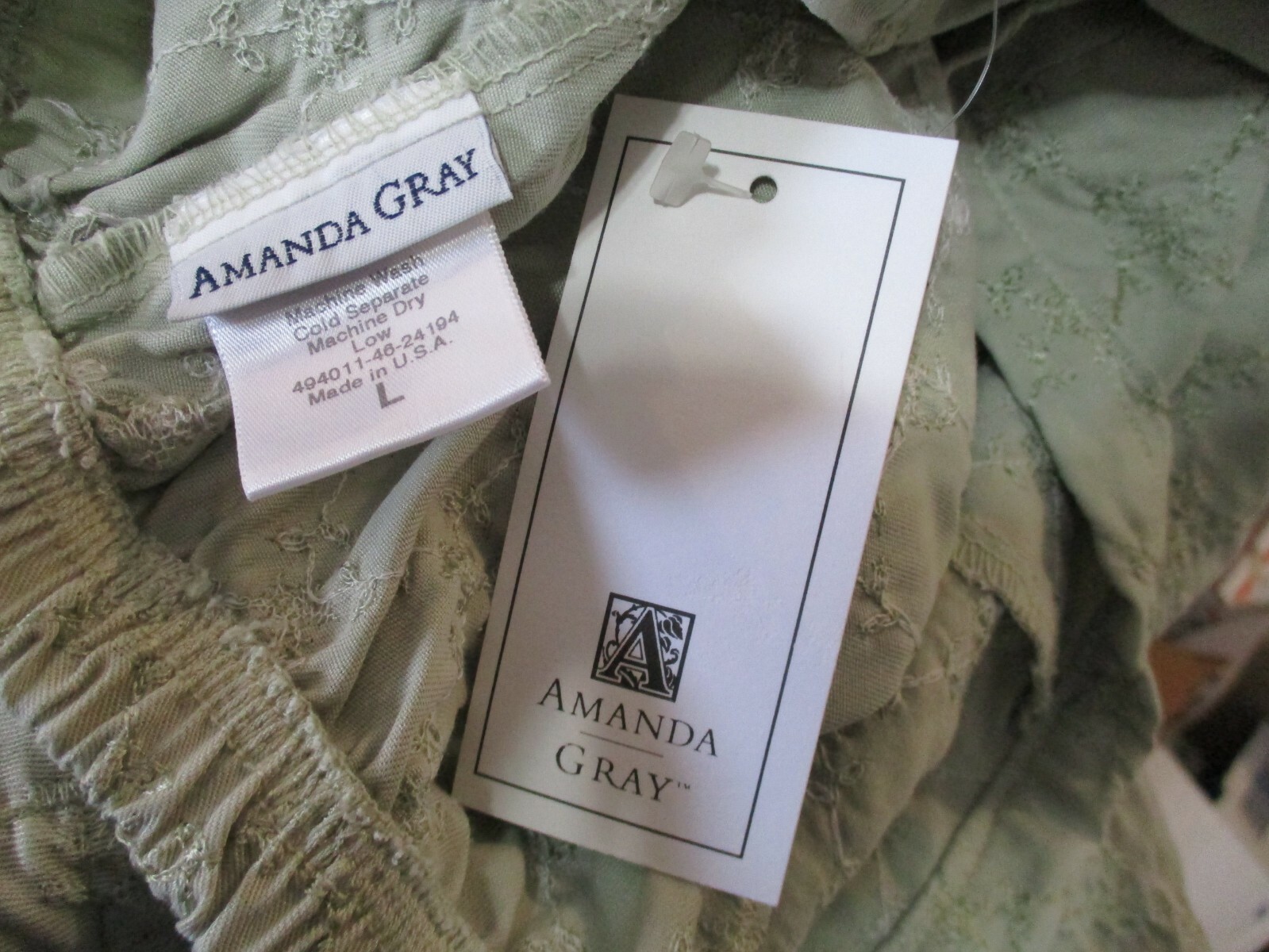 VTG 90&rsquo;s Amanda Gray Pants Size Large NWT Embroidered Crop Tencel Back Elastic